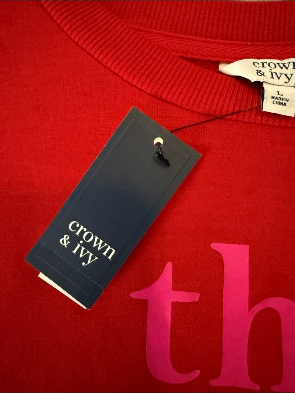 Crown & Ivy The Good Old Days Red Graphic Sweatshirt Top L NWT - Picture 6 of 8